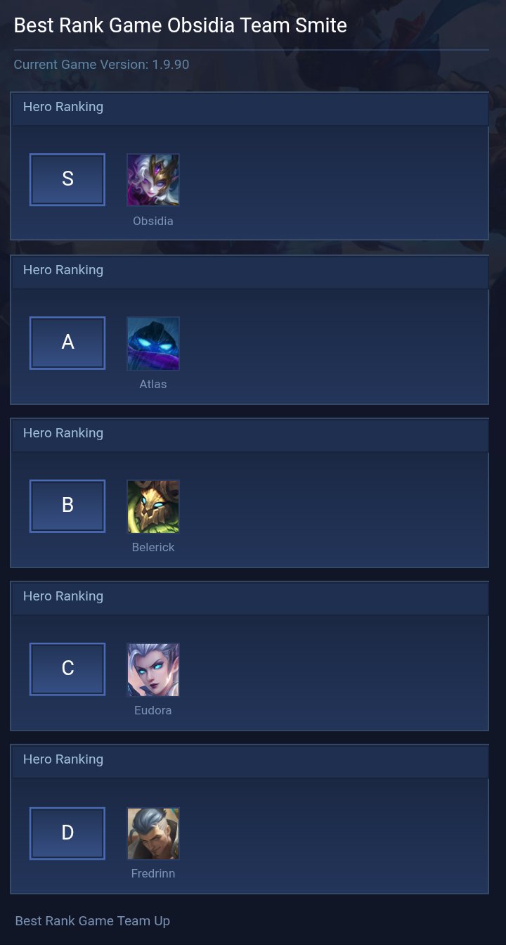 Best Rank Game Obsidia Team Smite