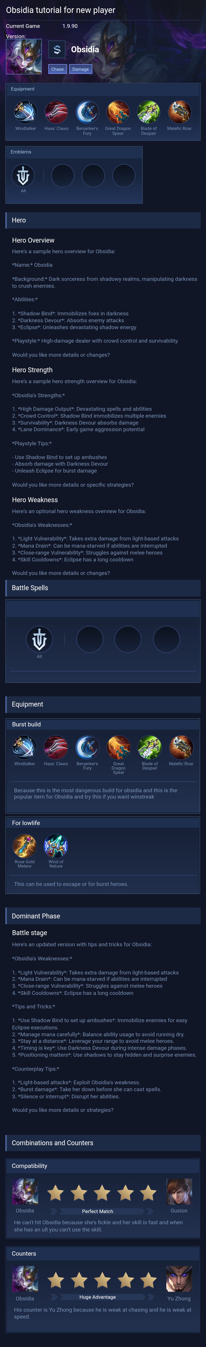 Obsidia tutorial for new player