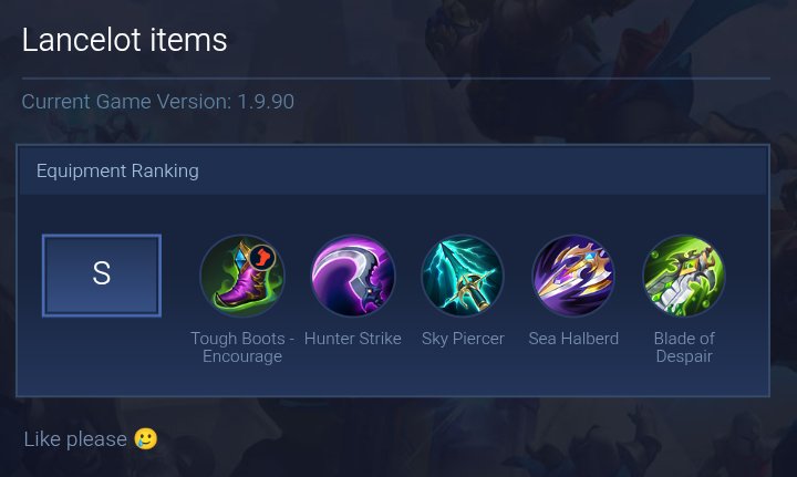 Lancelot items