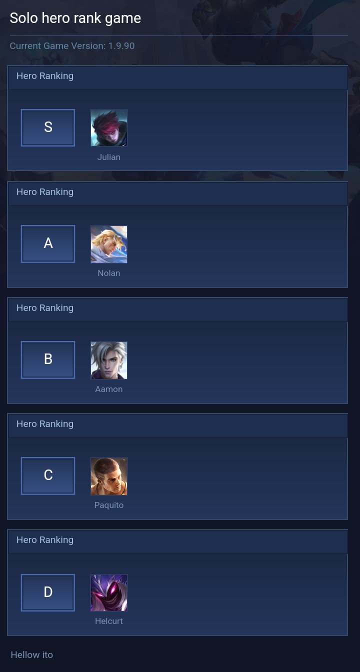 Solo hero rank game