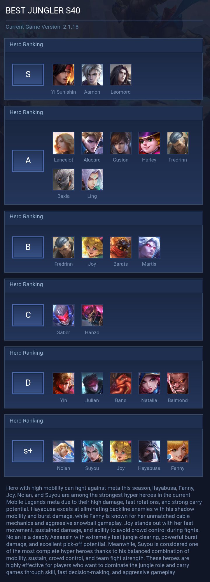BEST JUNGLER S40
