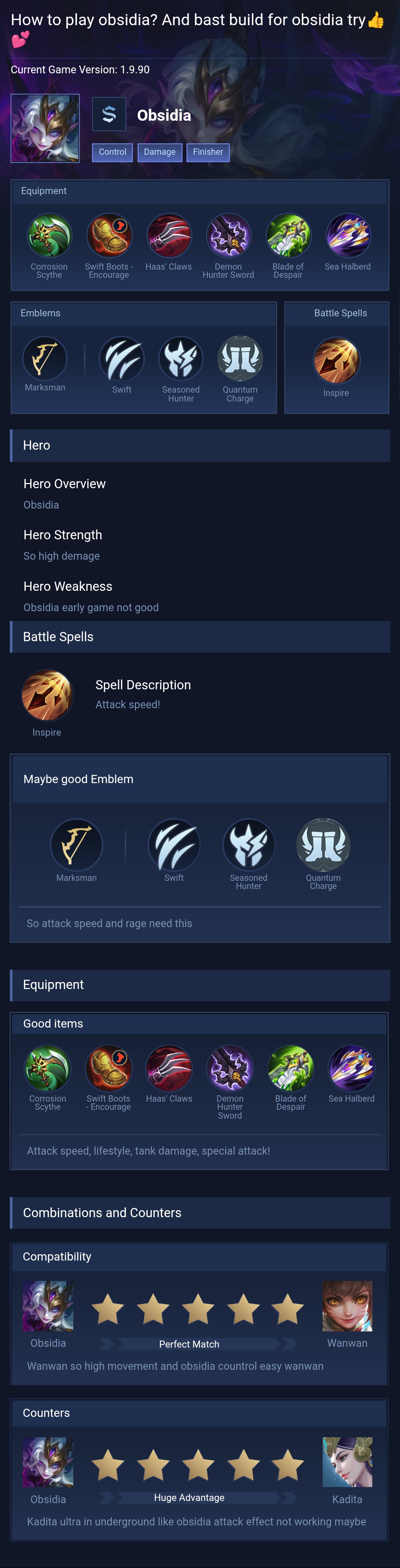 How to play obsidia? And bast build for obsidia tryππ
