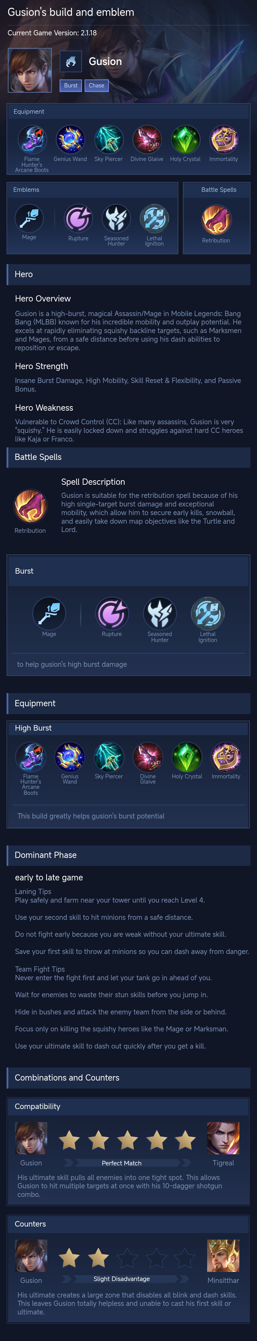 Gusion's build and emblem