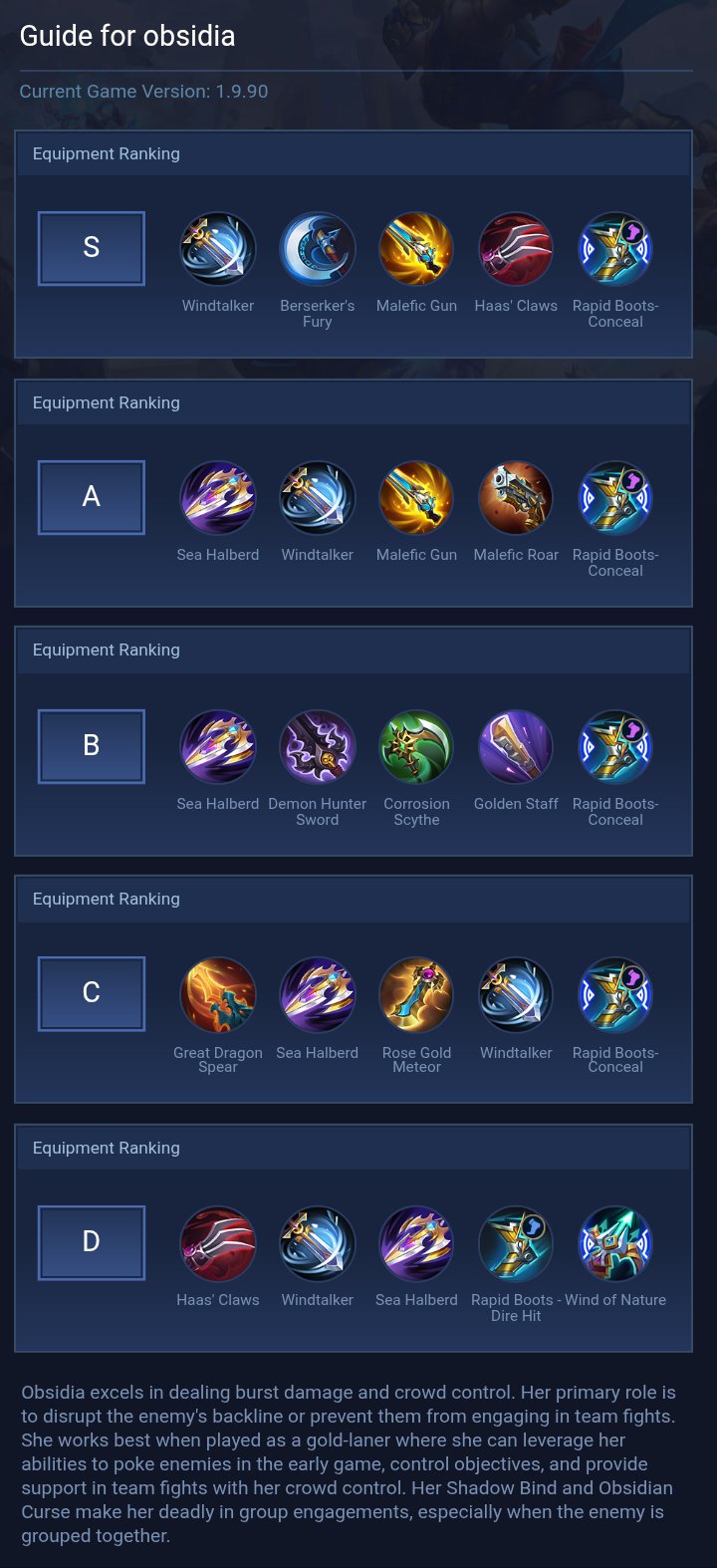Guide for obsidia