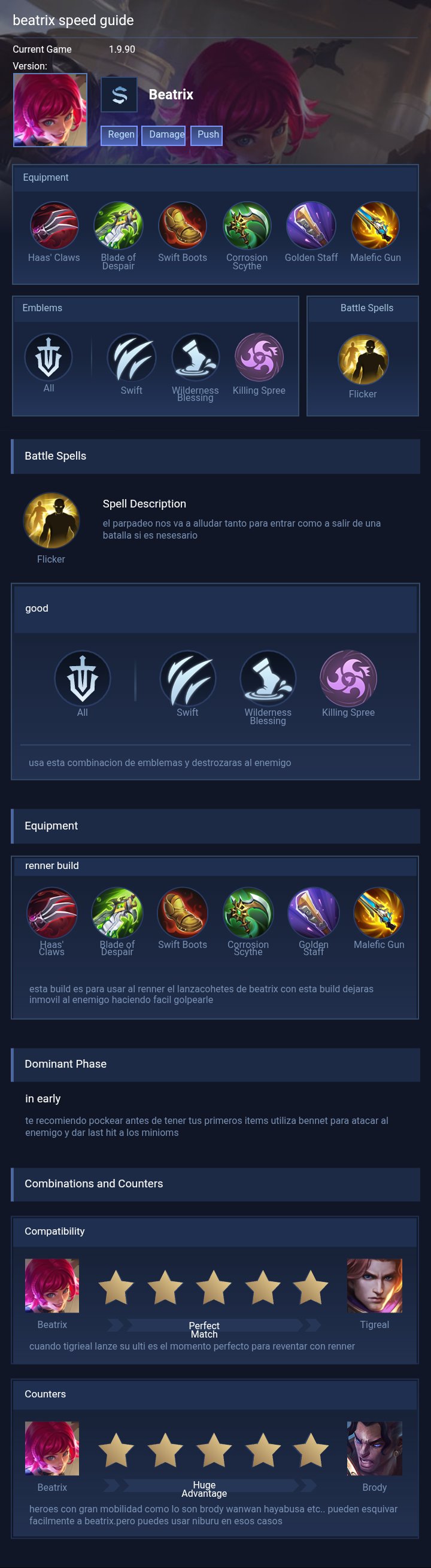 beatrix speed guide
