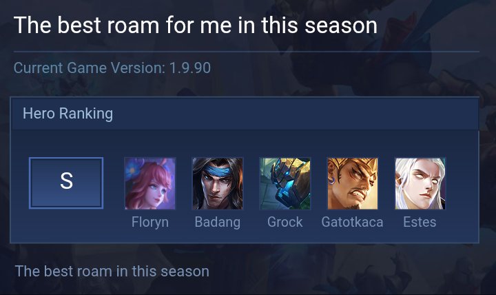 The best roam for me in this season