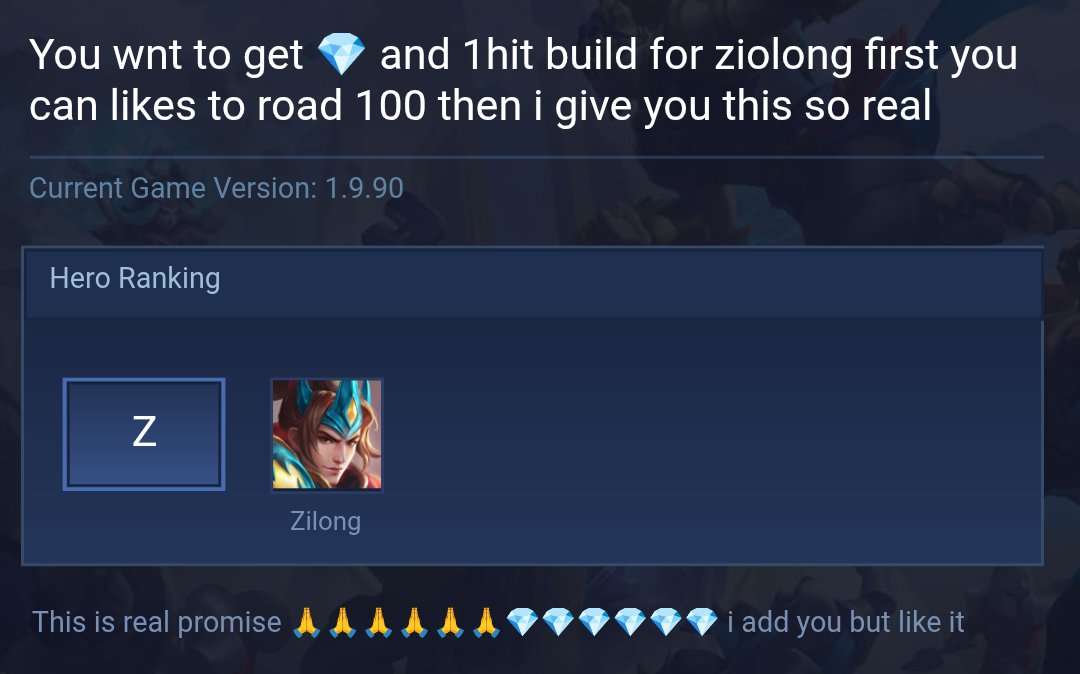 You wnt to get π and 1hit build for ziolong first you can likes to road 100 then i give you this so real