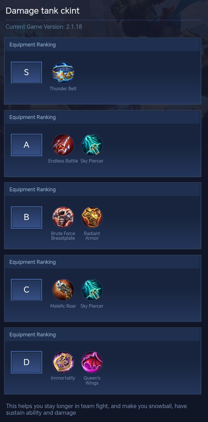 Damage tank ckint