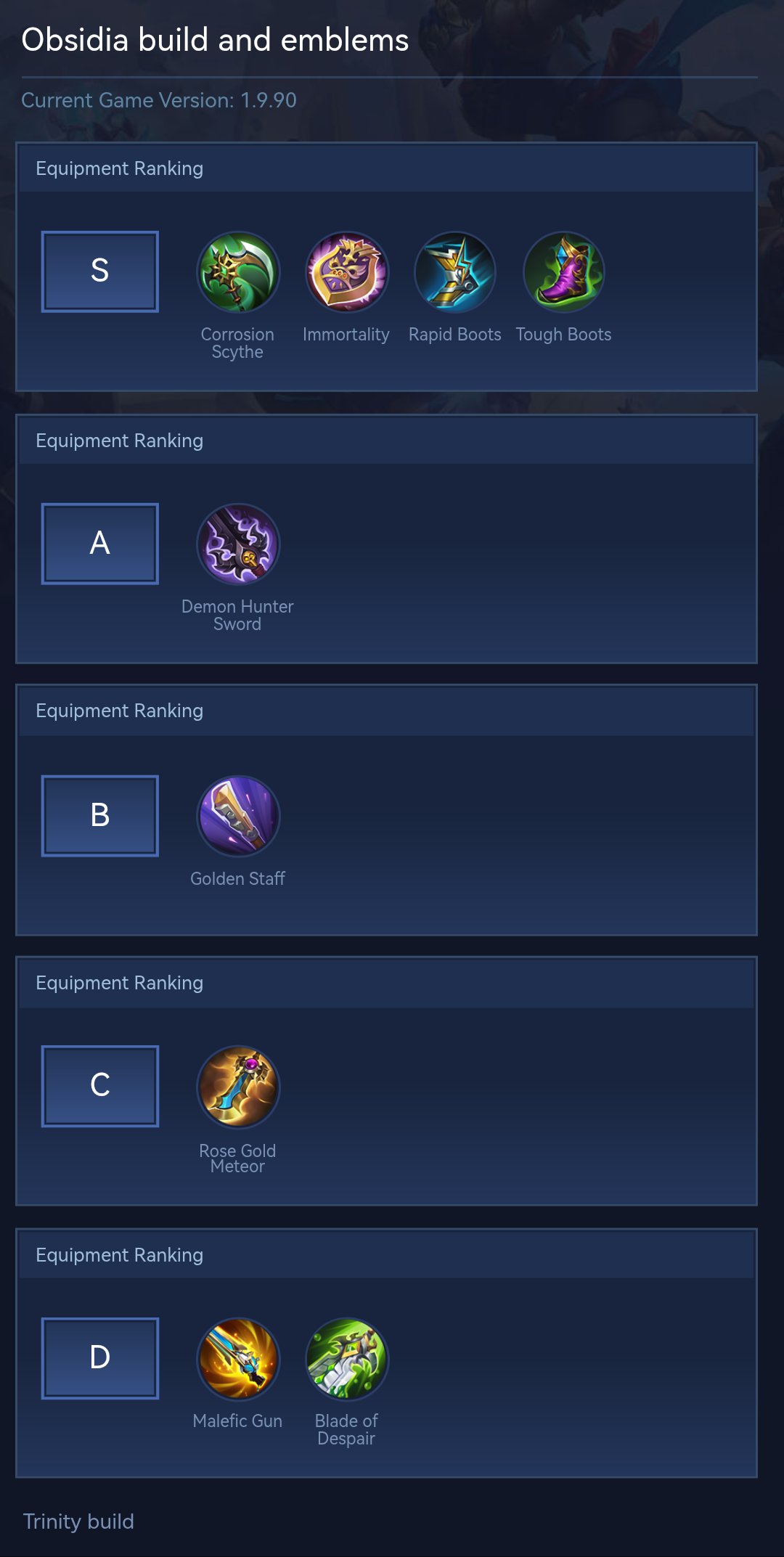 Obsidia build and emblems