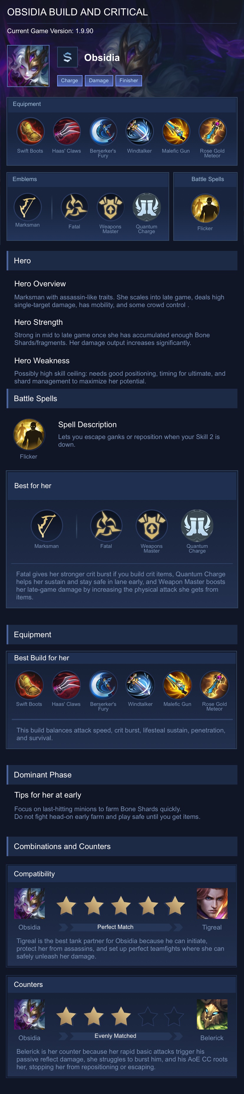 OBSIDIA BUILD AND CRITICAL