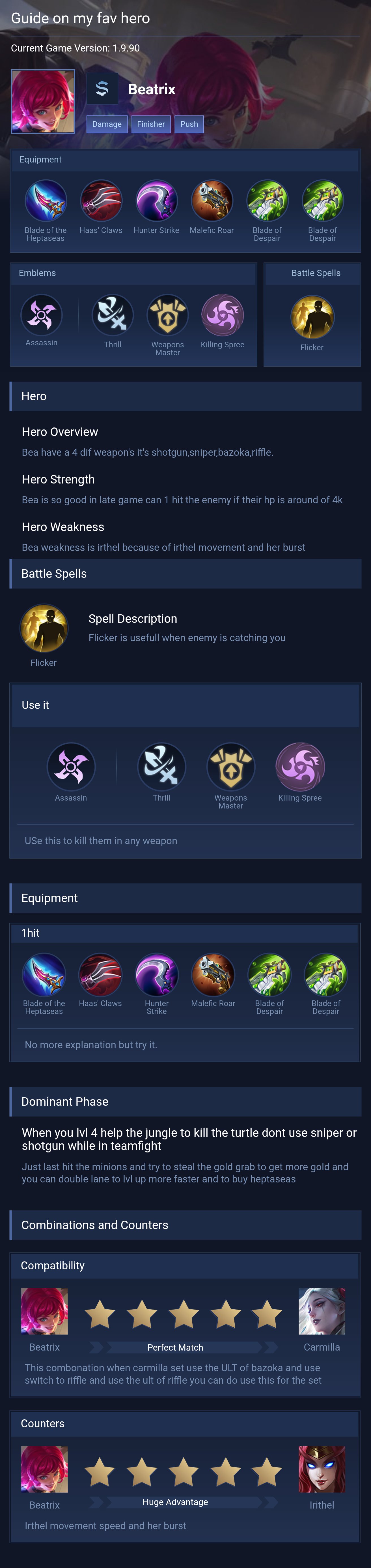 Guide on my fav hero