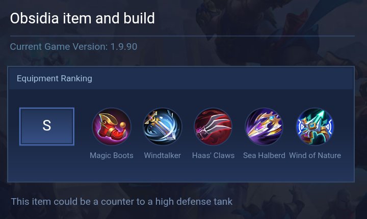 Obsidia item and build