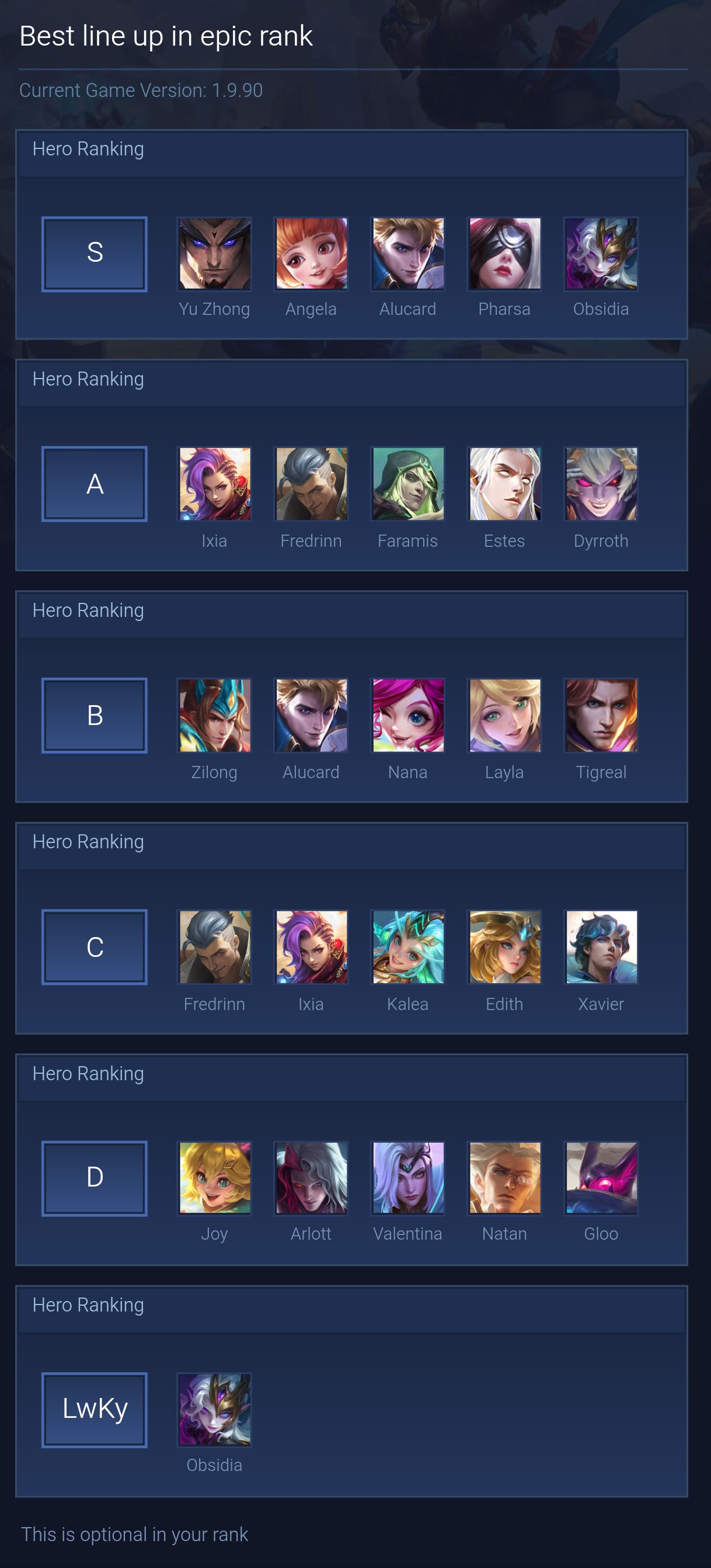 Best line up in epic rank