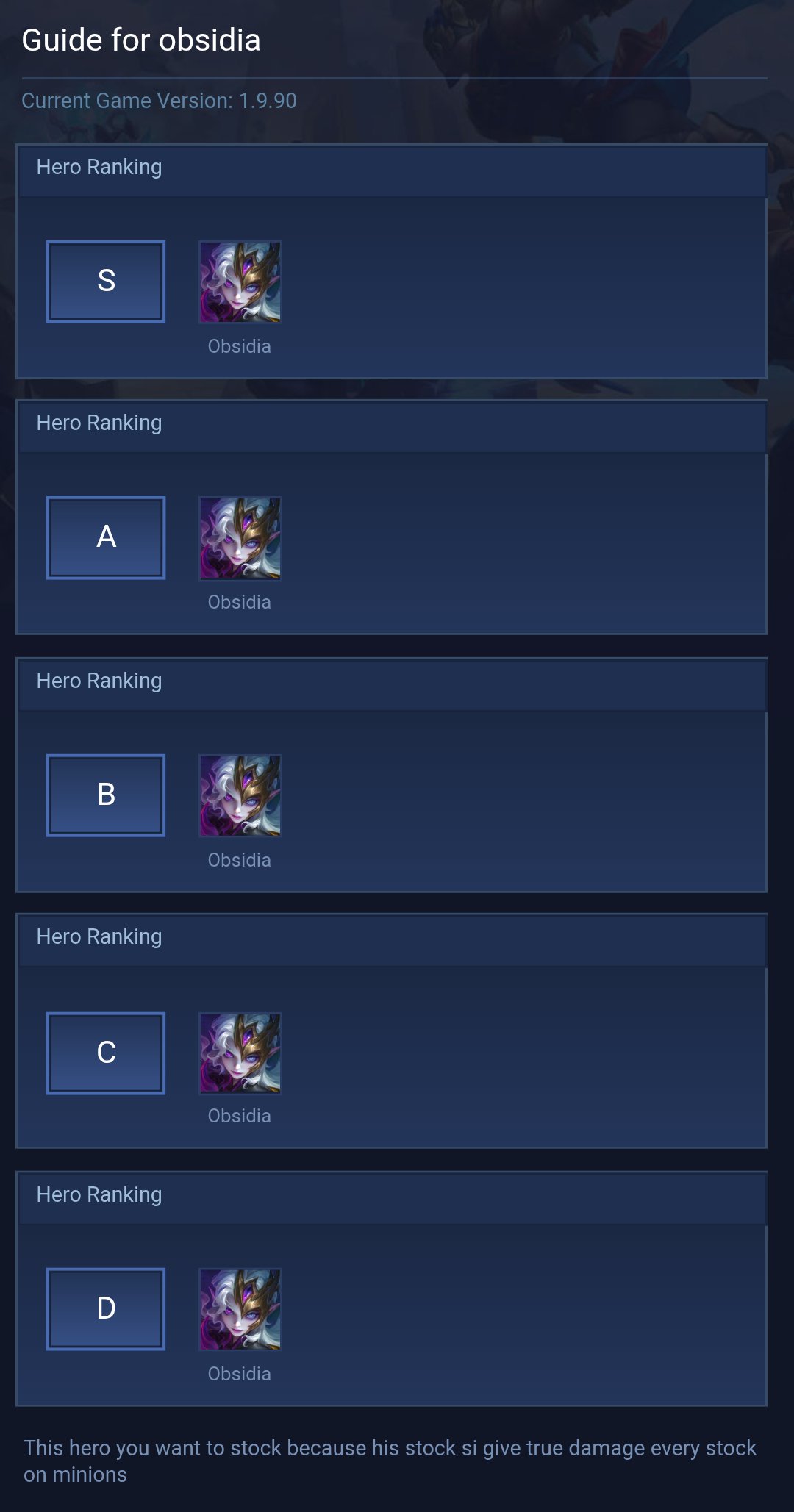 Guide for obsidia