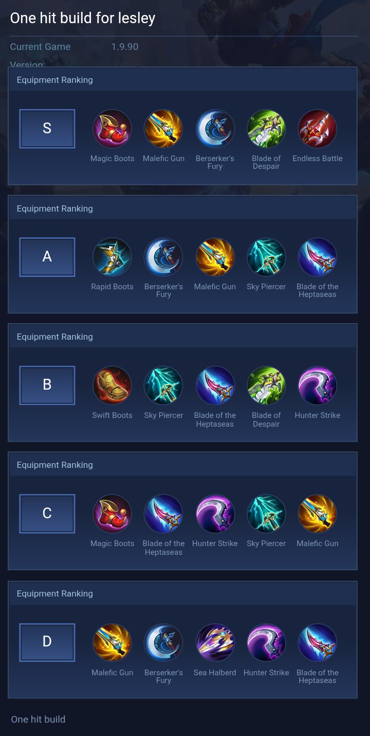 One hit build for lesley