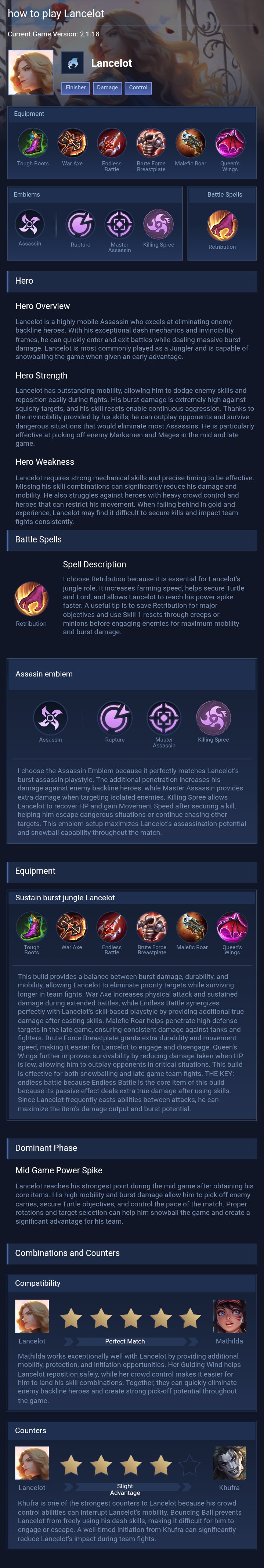 how to play Lancelot