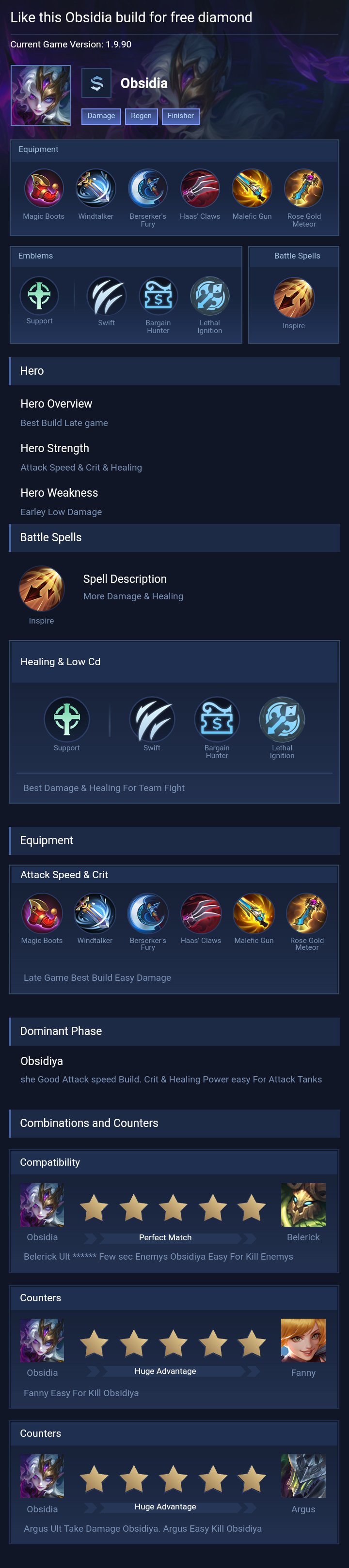 Like this Obsidia build for free diamond