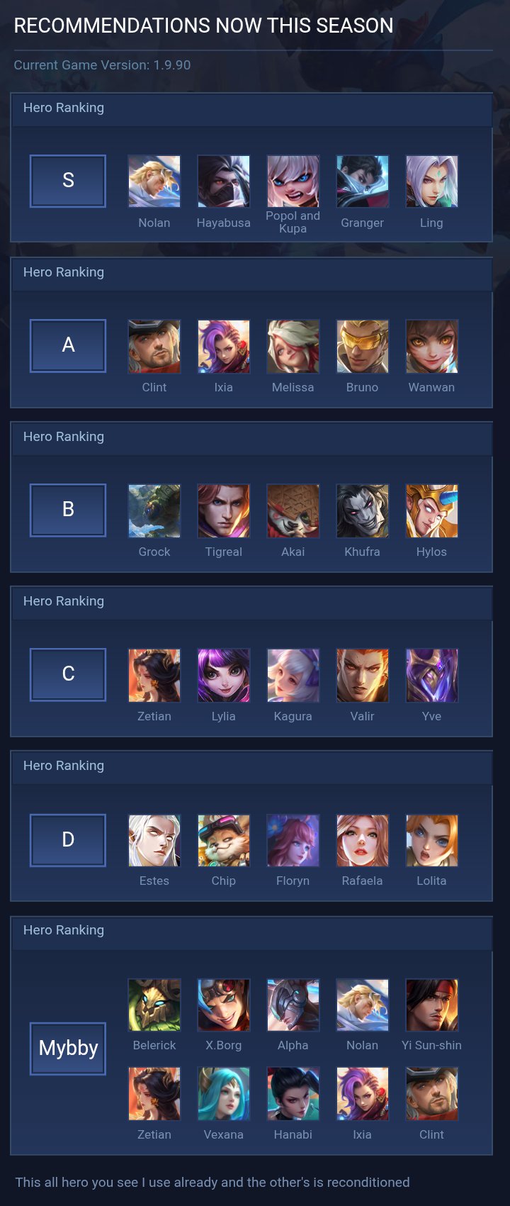 RECOMMENDATIONS NOW THIS SEASON